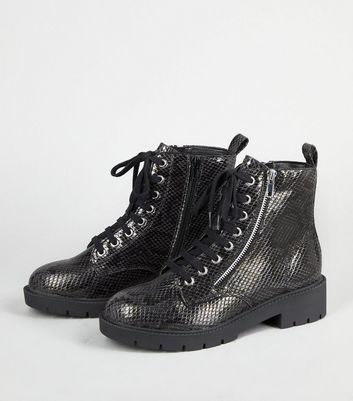 Snakeskin lace 2024 up boots