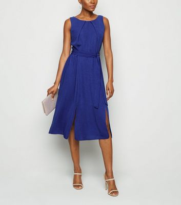 bright blue midi dress