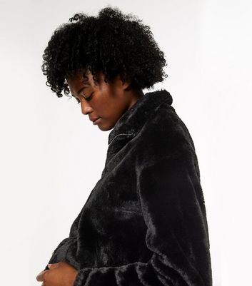 Curl high neck store faux fur jacket