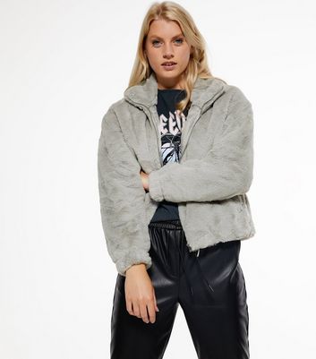 New look discount grey fluffy jacket