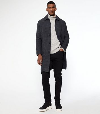 Dark Grey Check Pocket Formal Coat 