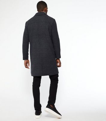 Dark Grey Check Pocket Formal Coat New Look