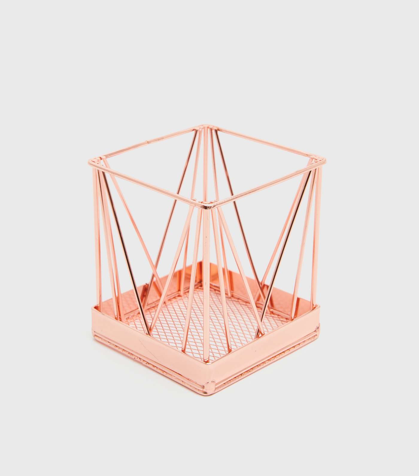 Rose Gold Pyramid Wire Pen Pot 