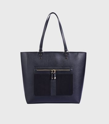 Black Leather-Look Tote Bag | New Look | Bags, Leather, Black leather