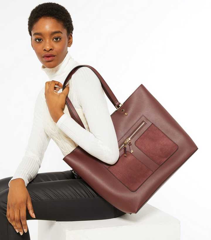 burgundy leather tote bag