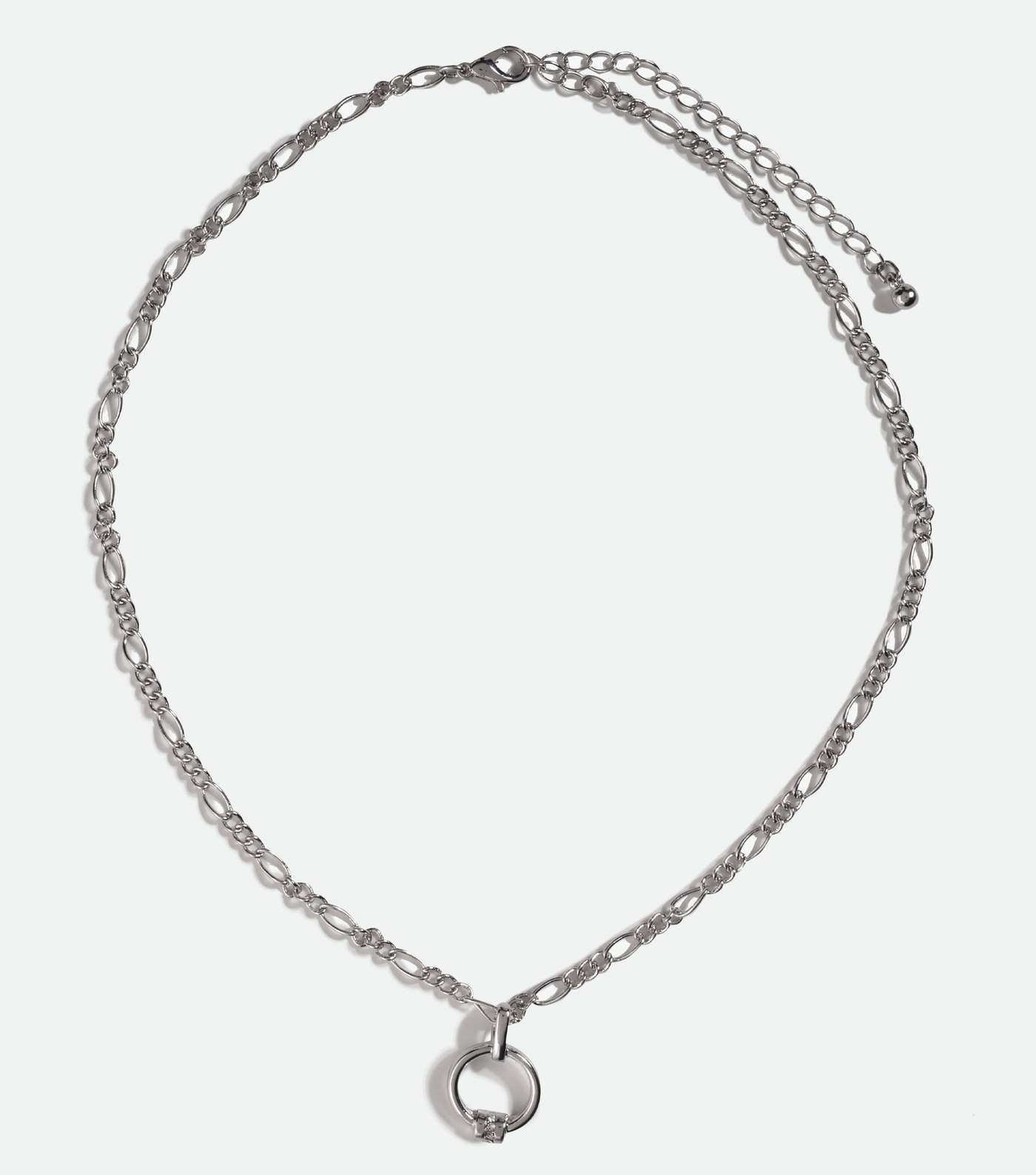 Silver Circle Pendant Chain Necklace
