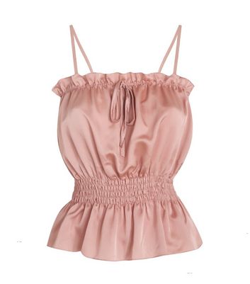 Cameo Rose Pale Pink Satin Shirred Cami | New Look