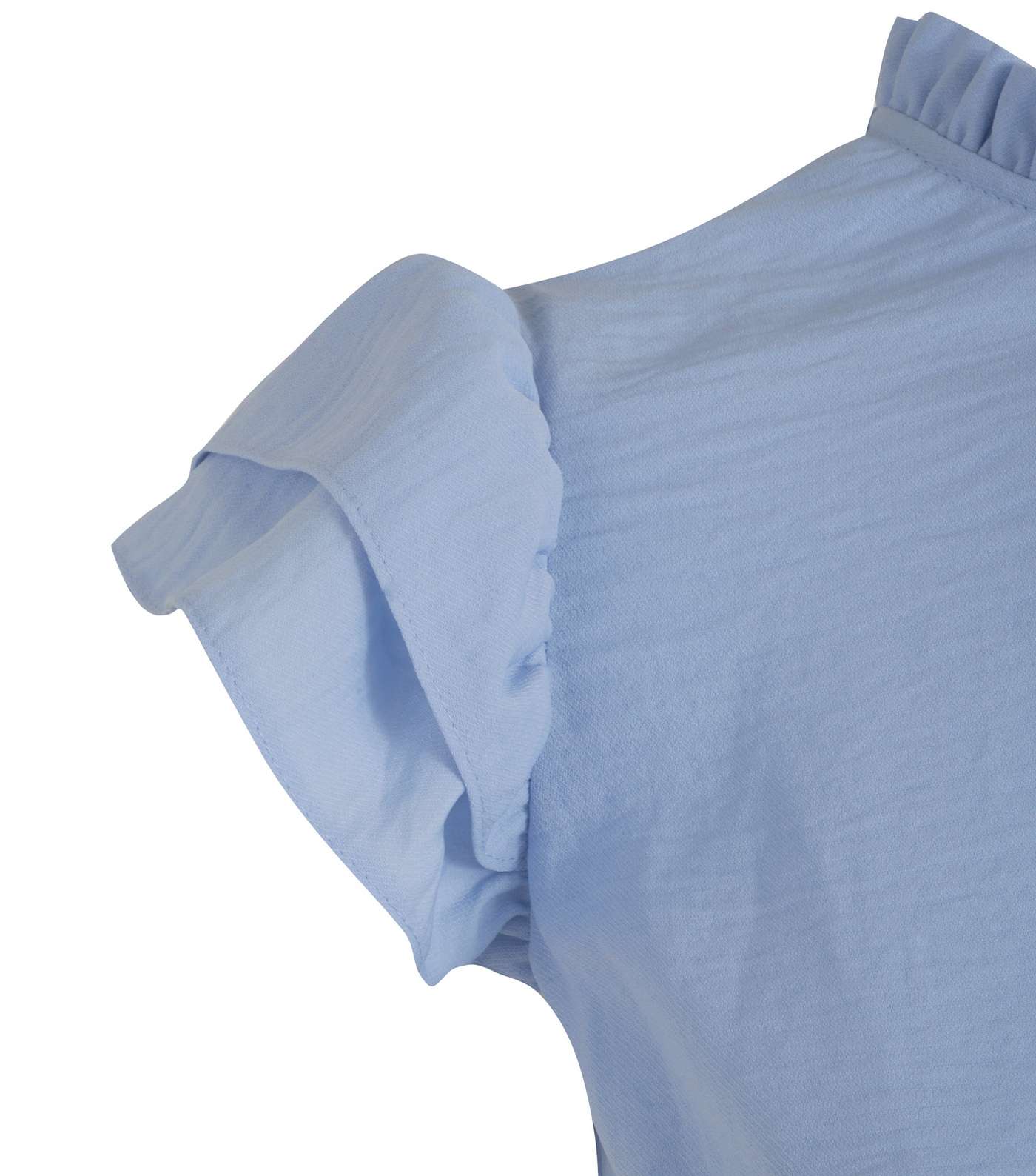 Pale Blue High Neck Frill Sleeve Dress  Image 3