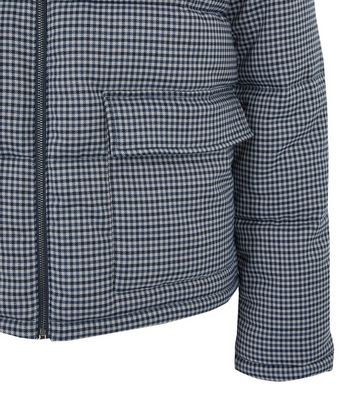 Image of Light Grey Check Utility Puffer Jacket New Look