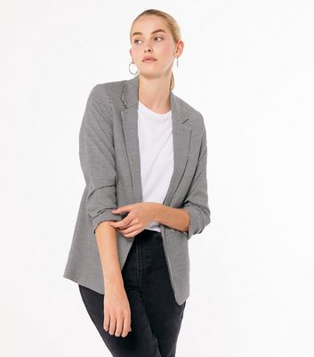 Grey ruched sleeve blazer sale