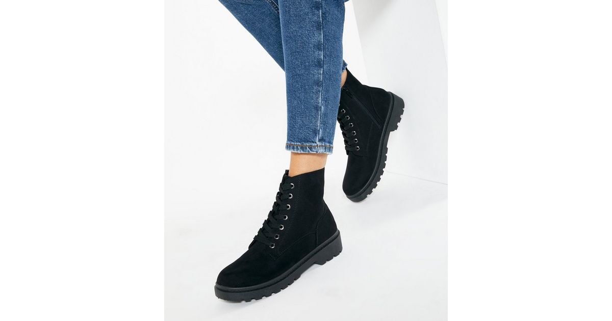 suedette lace up boots