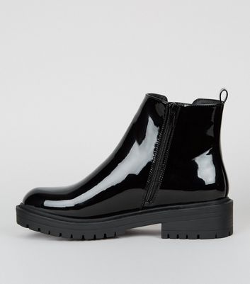 Black Patent Chunky Cleated Chelsea 