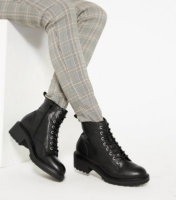 chunky tie up boots