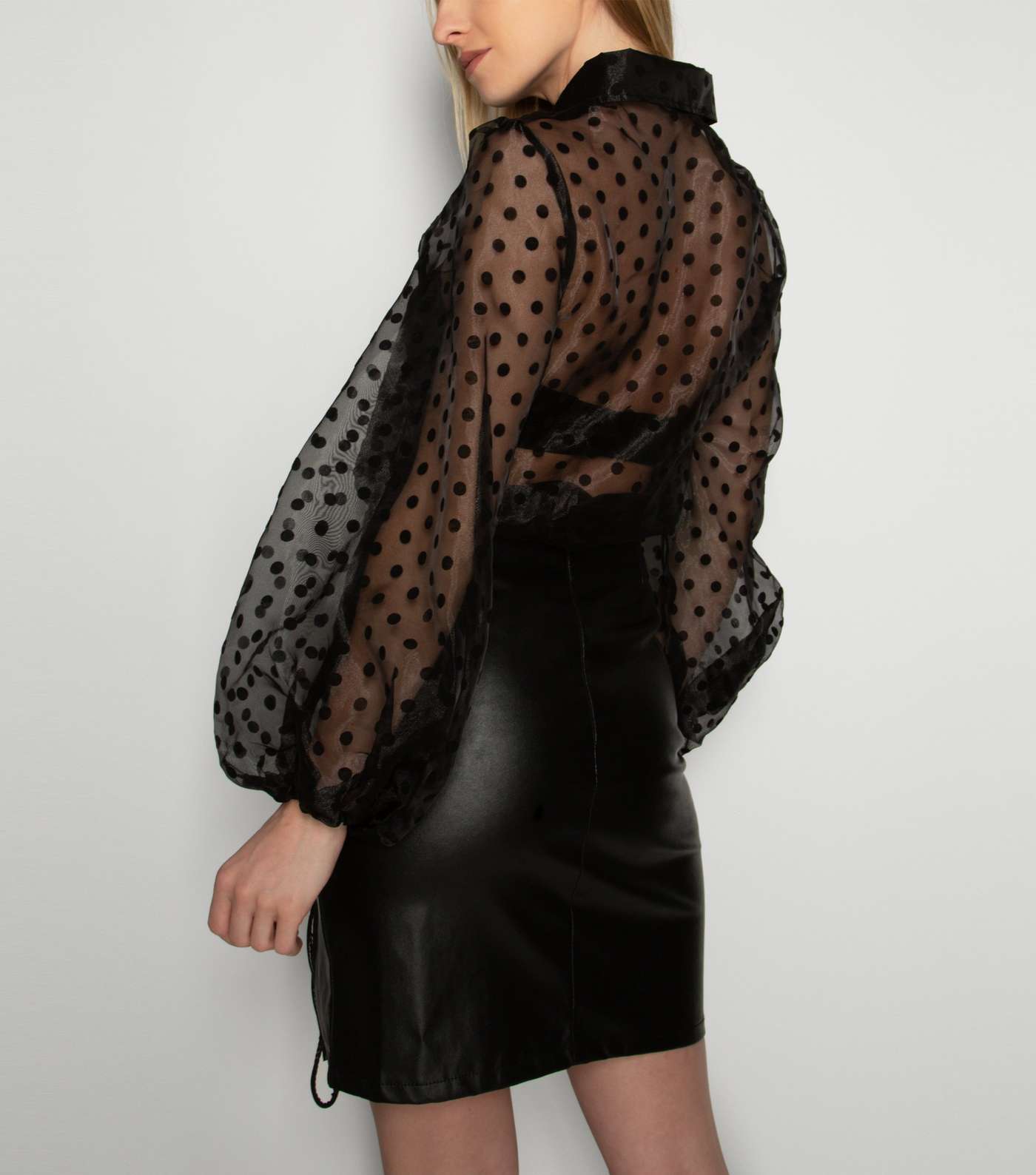 21st Mill Black Leather-Look Lace Up Skirt Image 3