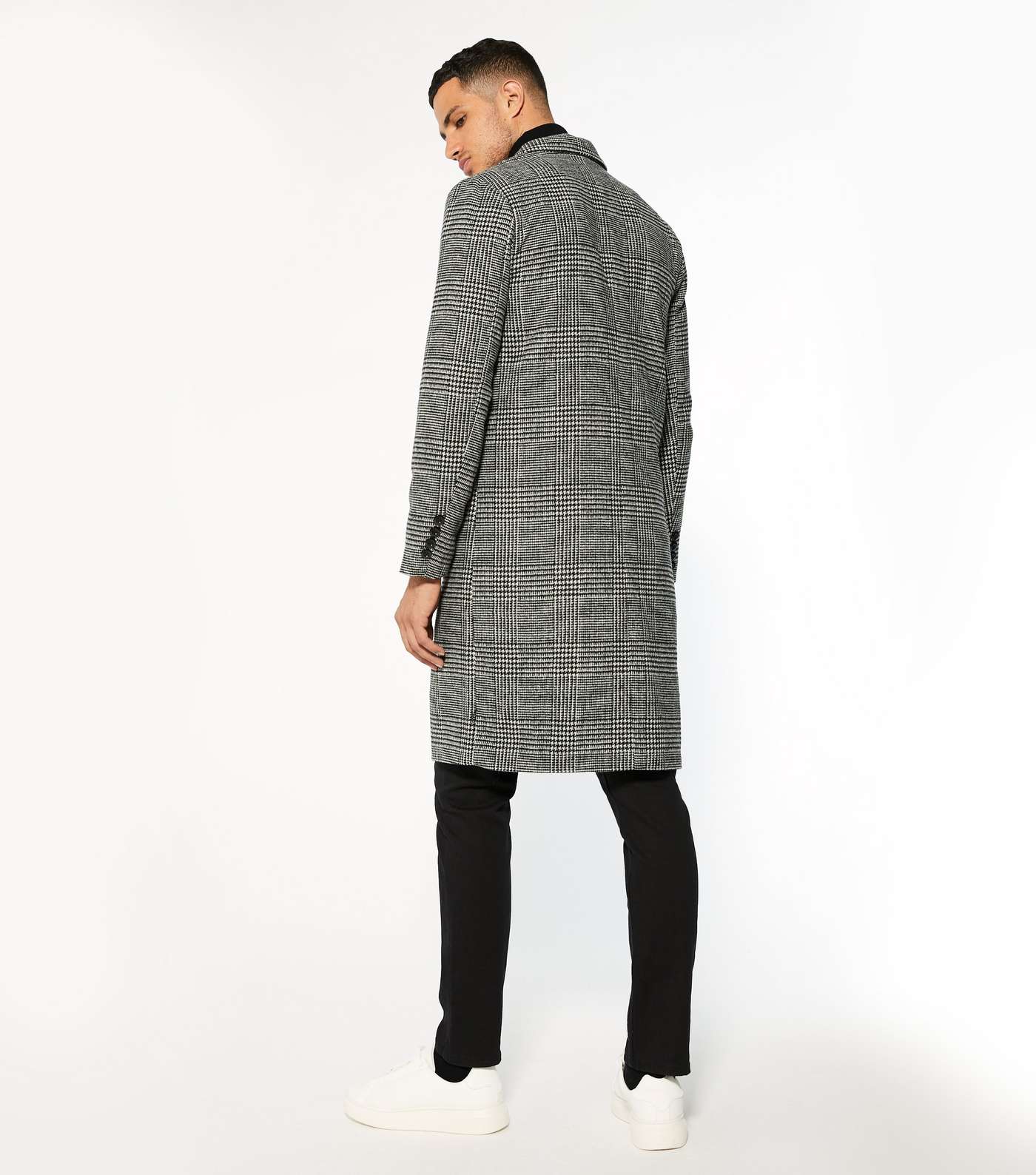 Grey Check Double Breasted Formal Coat Image 4