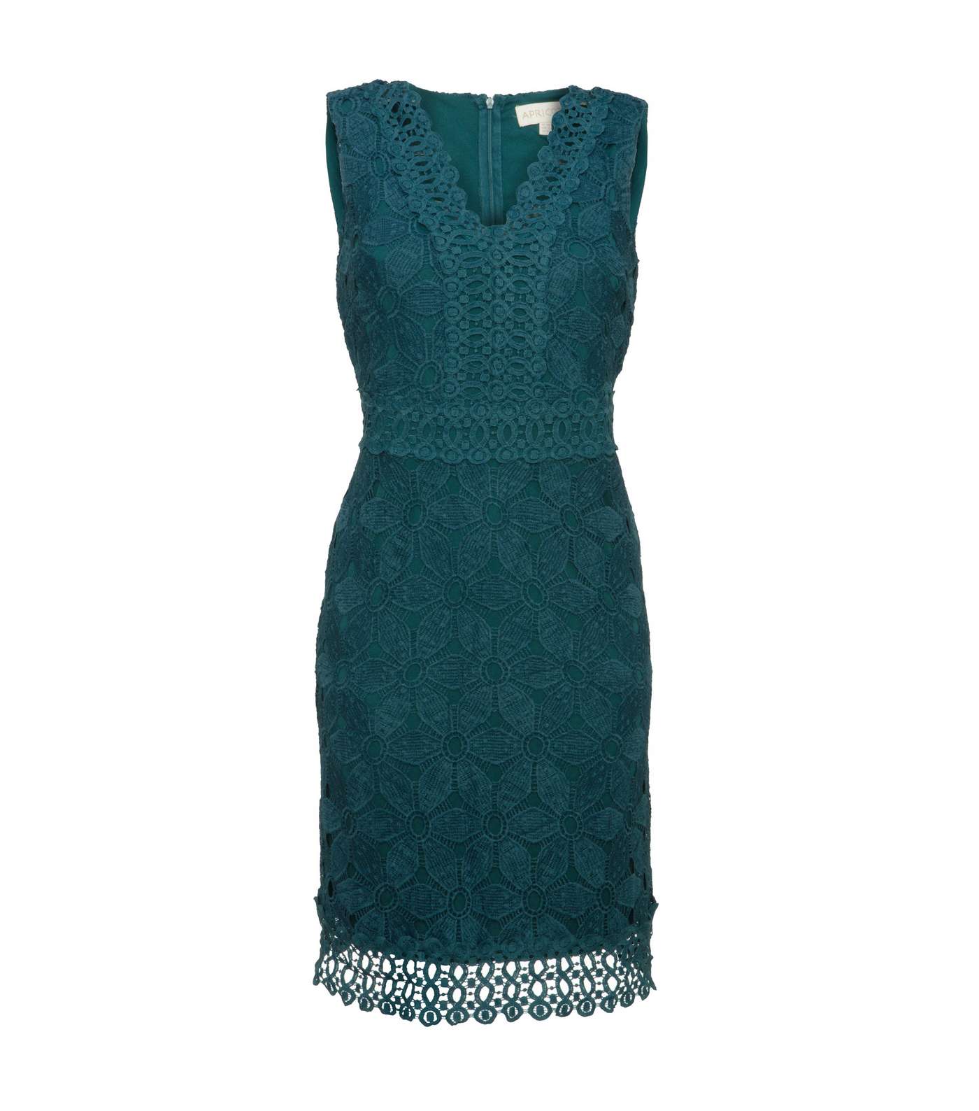 Apricot Dark Green Lace Crochet Midi Dress Image 5