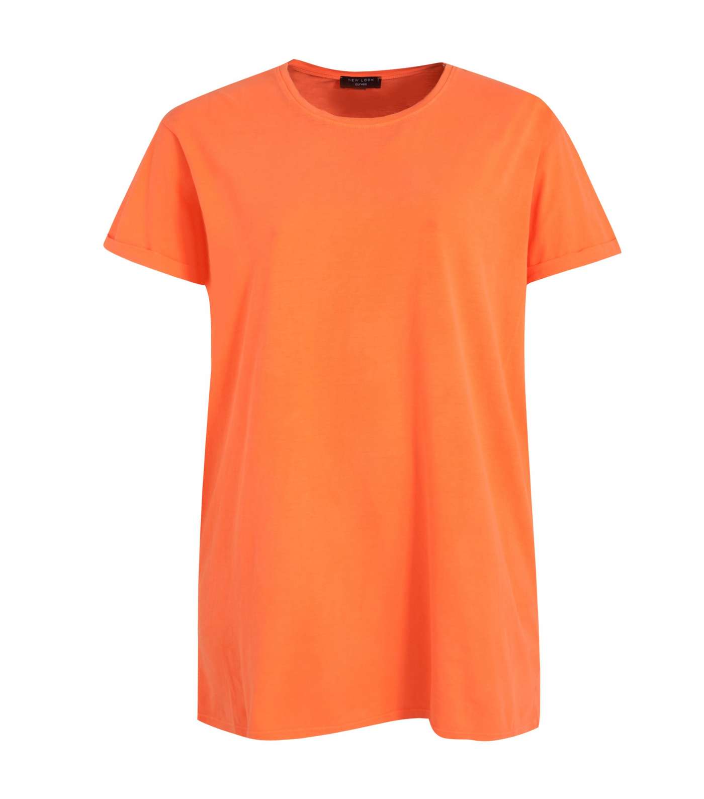 Curves Orange Short Sleeve Long T-Shirt