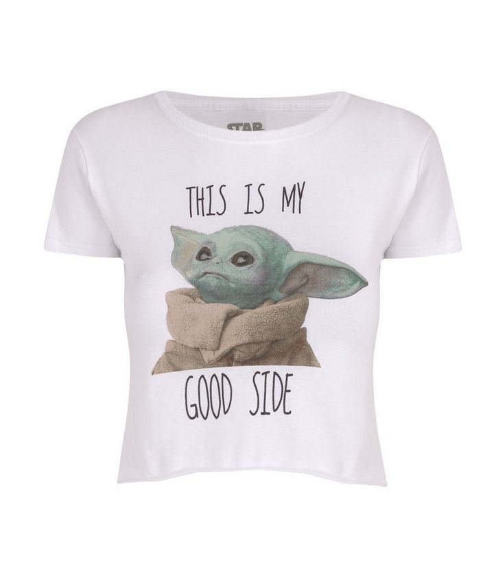 Girls White Star Wars Baby Yoda Logo T Shirt New Look