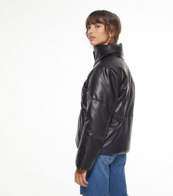 new look leather puffer jacket