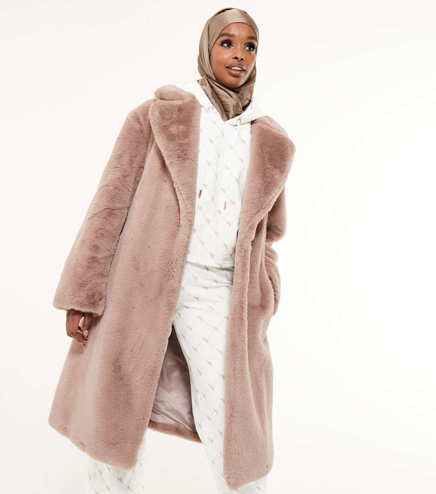 Mink Faux Fur Belted Long Coat Image 2