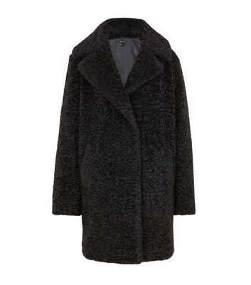 Newlook Black Teddy Coat Clearance, Black Teddy Faux Fur Long Coat New Look