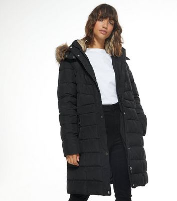 long faux fur padded jacket