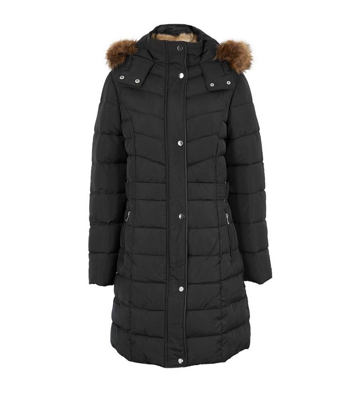 Black Faux Fur Long Puffer Jacket New, Black Faux Fur Long Puffer Coat