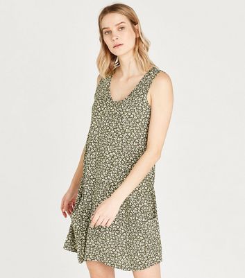 Image of Apricot Olive Ditsy Floral Mini Dress New Look