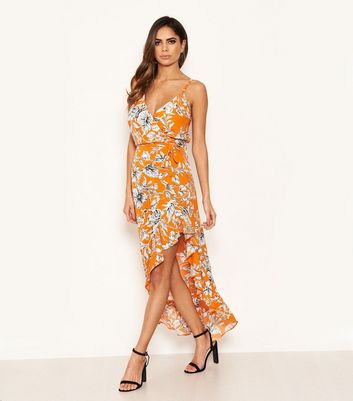 ax paris floral dip hem midi dress