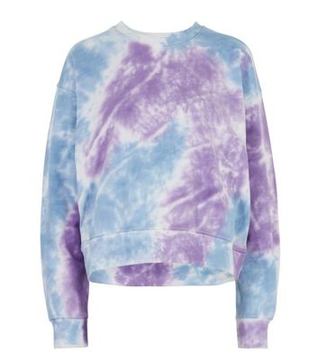 Pale Blue Tie Dye Sweatshirt New Look