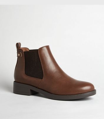 Image of Tan Flat Chelsea Boots New Look Vegan