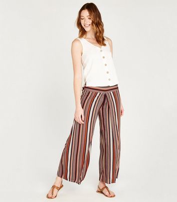 Apricot Rust Tile Print Wrap Wide Leg 