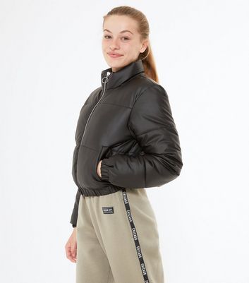 new look leather puffer jacket