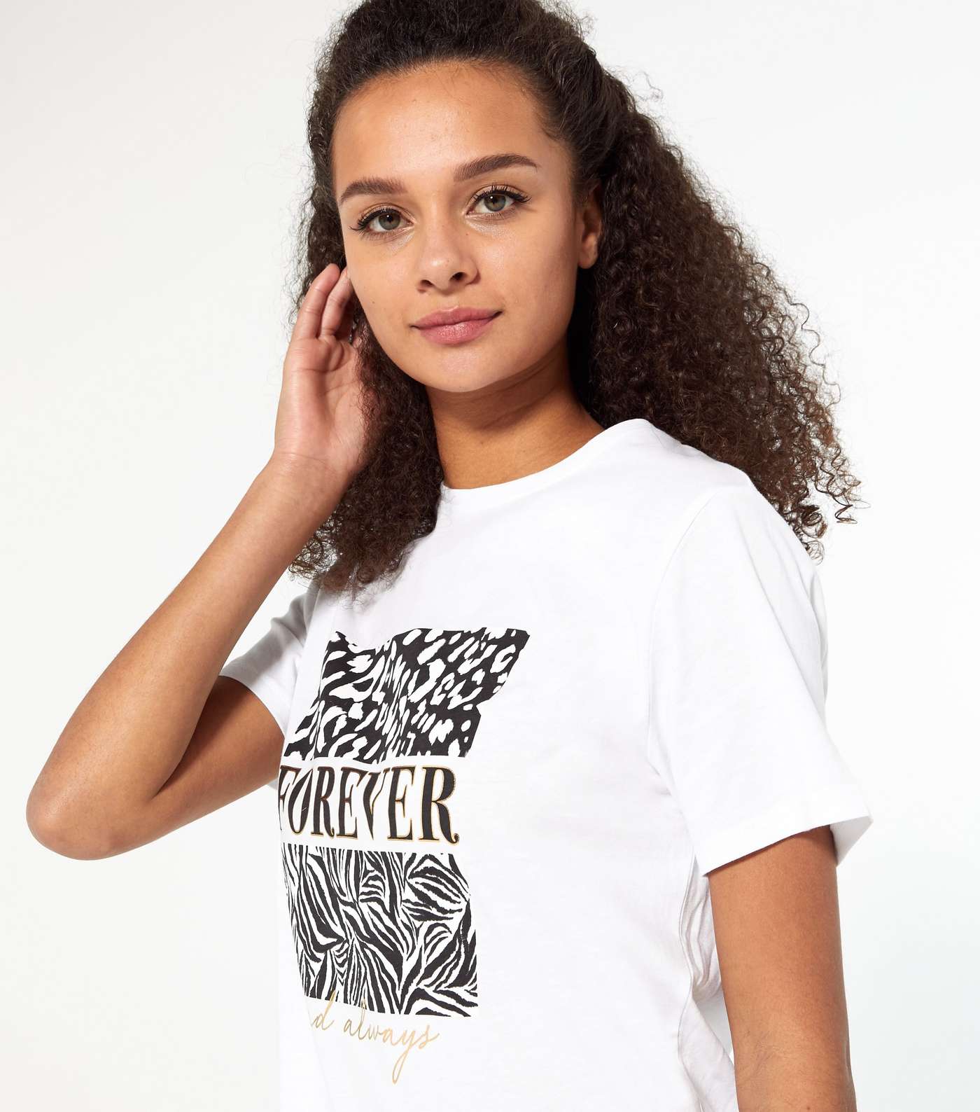 White Animal Forever Box Slogan T-Shirt  Image 4