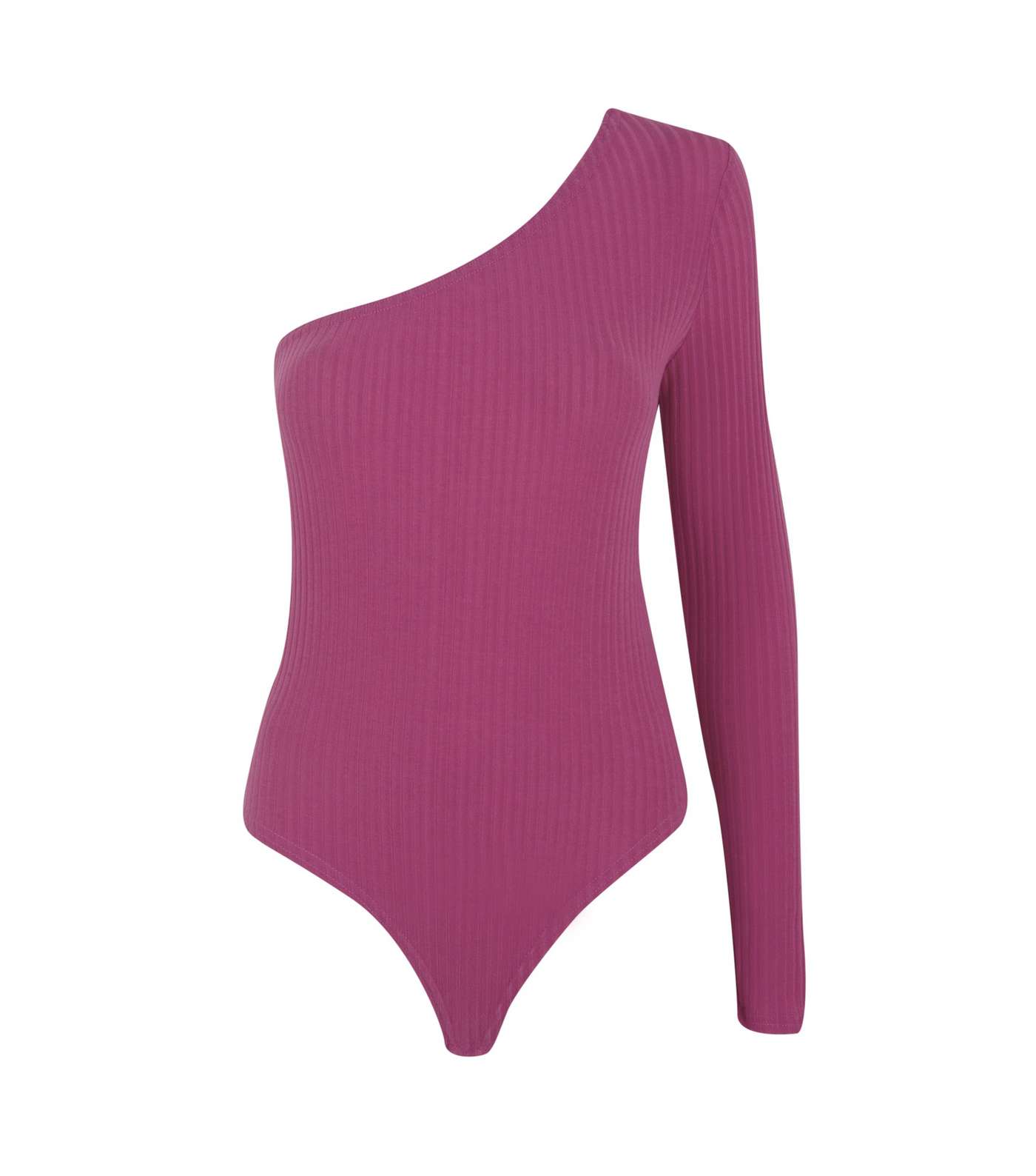 Bright Pink Ribbed One Shoulder Bodysuit Image 5