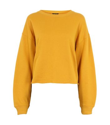 Mustard Jersey Raw Hem Sweatshirt | New 
