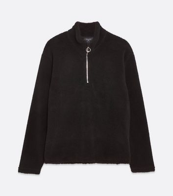 Image of Black Borg Zip Neck Sweatshirt New Look