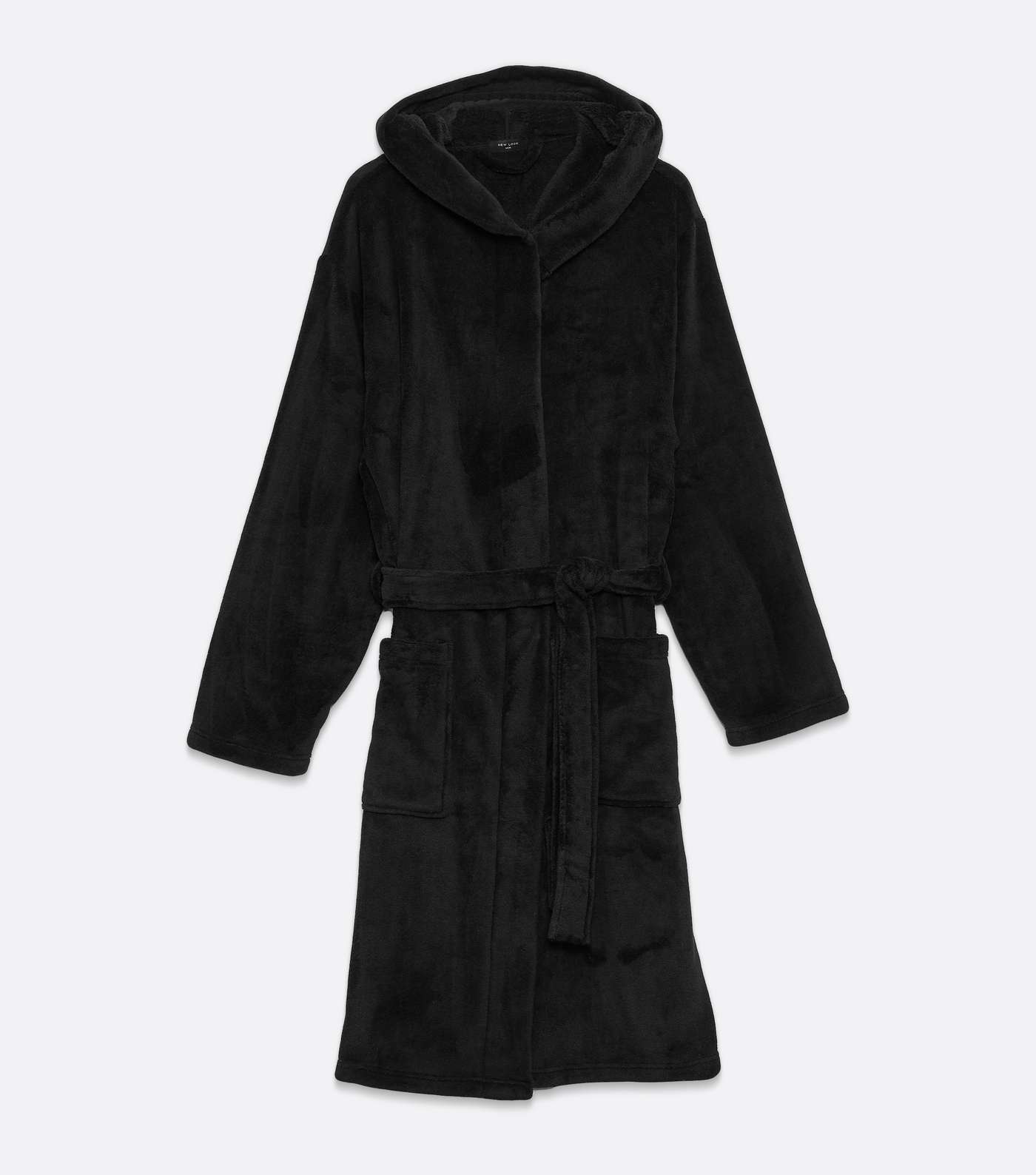Black Soft Fleece Hooded Dressing Gown  Image 5