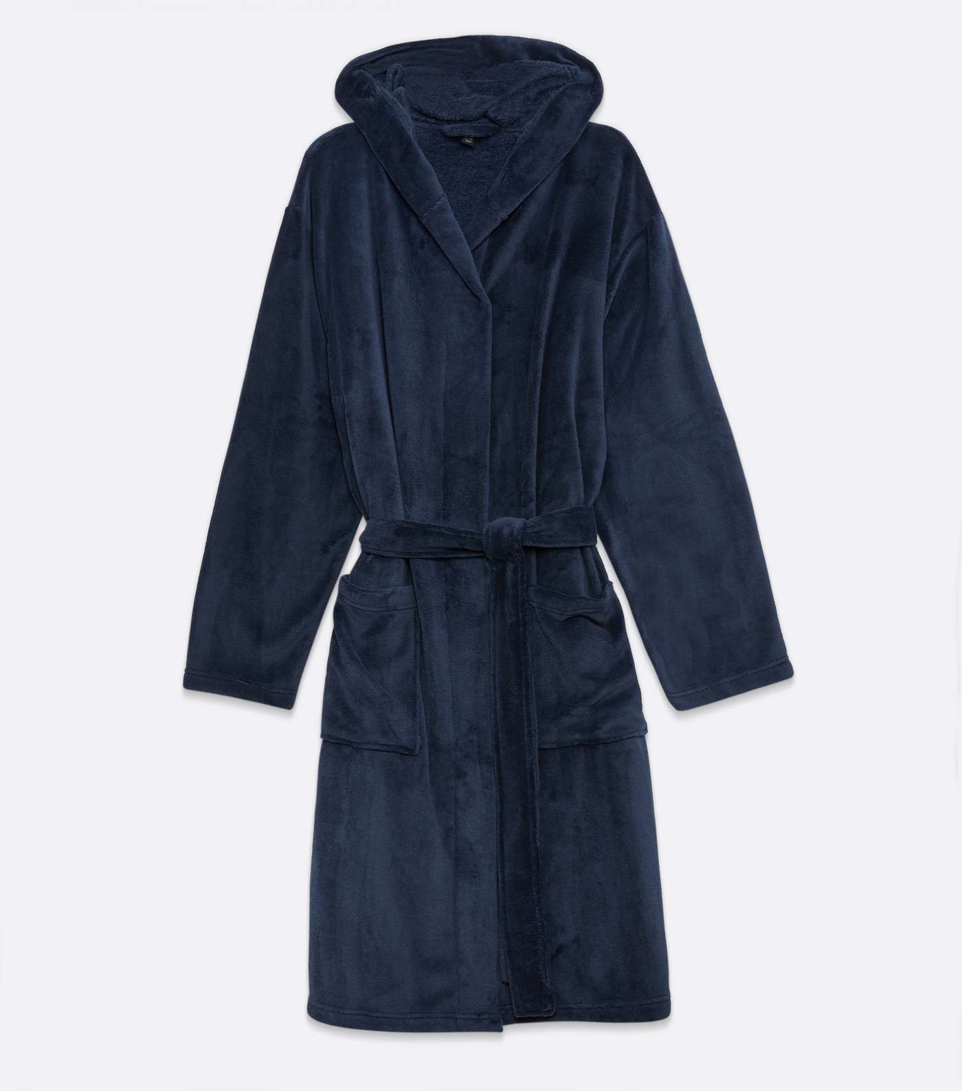 Navy Soft Fleece Hooded Dressing Gown  Image 5