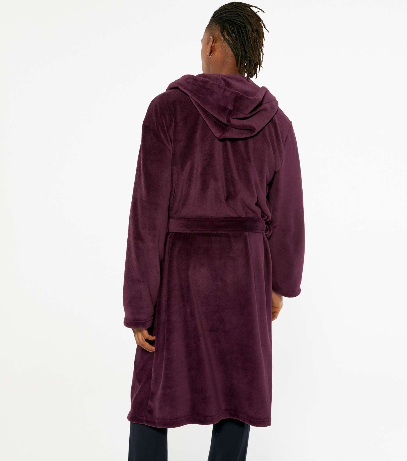 Burgundy Soft Fleece Hooded Dressing Gown  Image 4