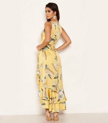 Image of AX Paris Yellow Floral Frill Hem Maxi Dress New Look