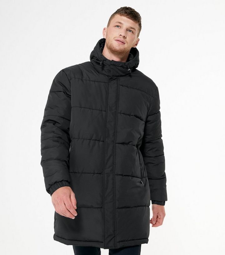 Black Hooded Long Puffer Jacket | New Look