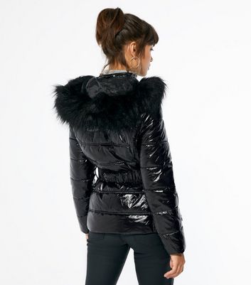 river island wet look coat