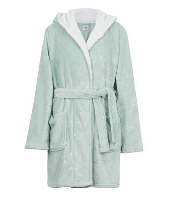 Girls Light Green Glitter Star Dressing Gown