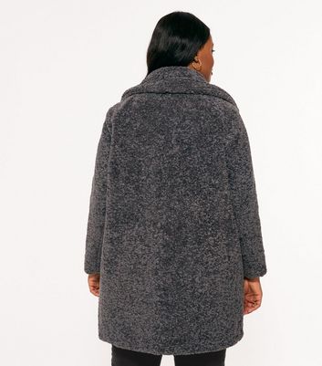 grey teddy bear coat new look