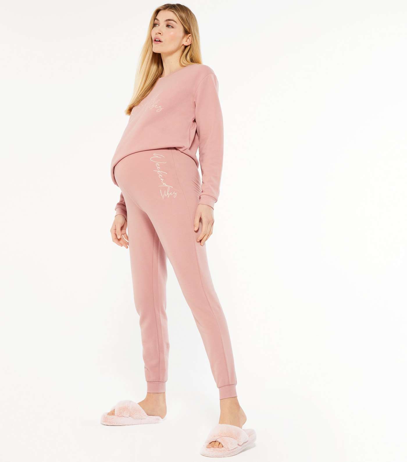 Maternity Mid Pink Weekend Vibes Pyjama Joggers