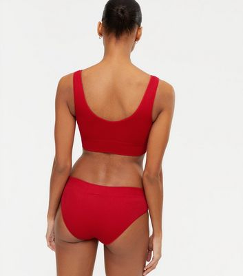 Red crop sale top bra