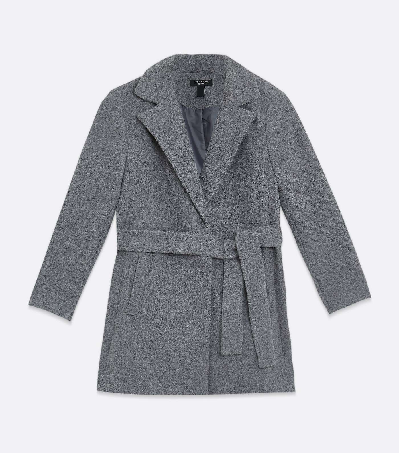 Petite Dark Grey Belted Coat Image 5