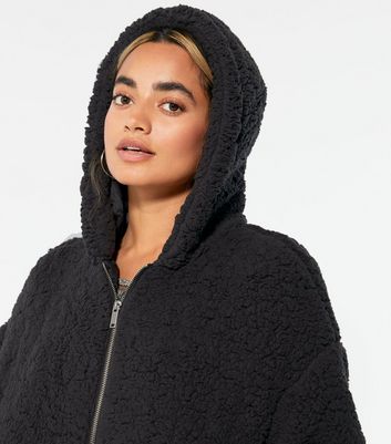 Black hooded teddy outlet jacket