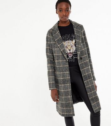 womens grey check coat